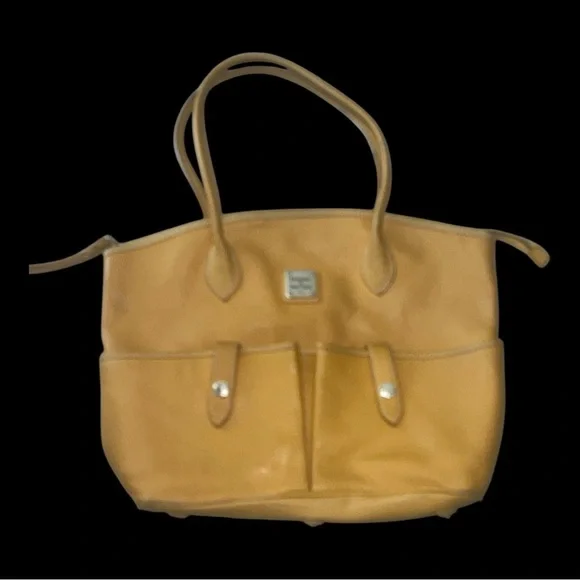 Dooney & Bourke Yellow Leather Tote Bag with Structured Design - Picture 5 of 6